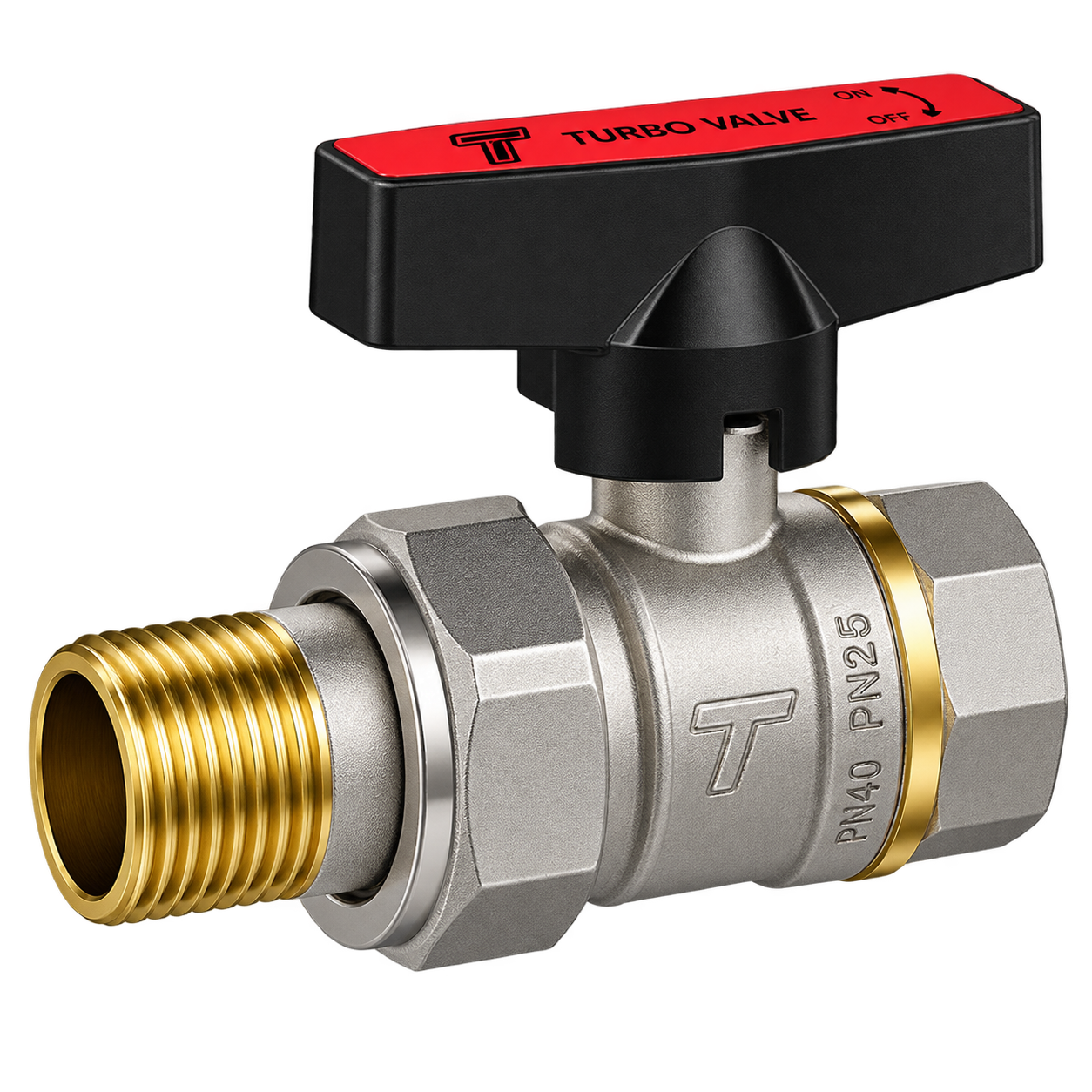Brass Ball Valve With Union 123 Butterfly Handle 2 Brass Ball Valve With Union 123 M/F Butterfly Handle - Image 1
